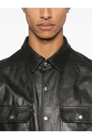 Black leather jacket RICK OWENS | RU01E5729LTP09